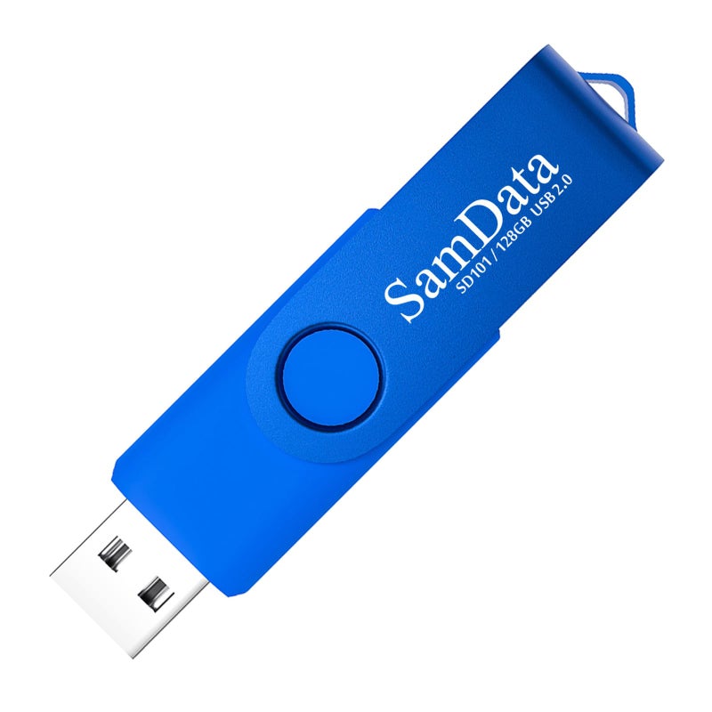 SamData 128GB USB Flash Drives 1 Pack 128GB Thumb Drives Memory Stick Jump Drive with LED Light for Storage and Backup (1 Pack Blue) - Image 1