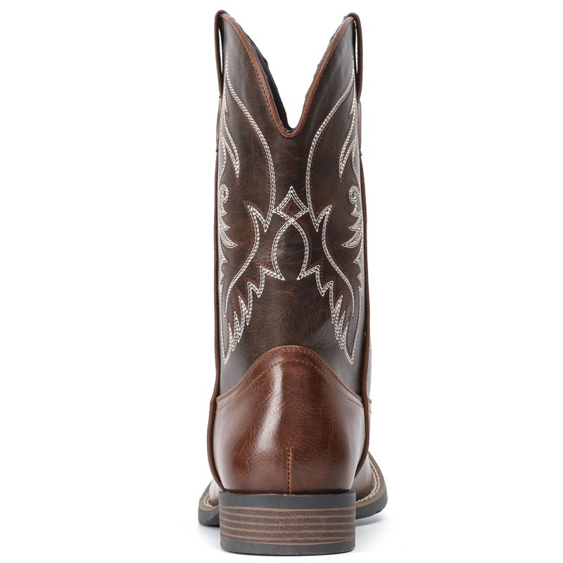 IUV Cowboy Boots For Men Square Toe Western Boot Durable Retro Classic Embroidered Pull On Boot Slip Resistant Country Boots - Image 3