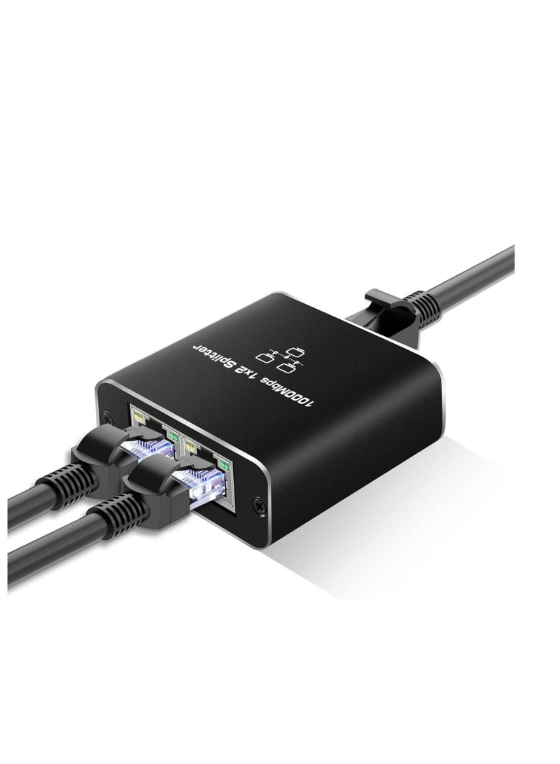 موزع ايثرنت ار جيه 45 من 1 الى 2، مقسم شبكة نيو كير 1000Mbps مع كيبل طاقة USB، موصل مقسم انترنت جيجابت LAN لكات 5/5e/6/7/8، يدعم جهازين يعملان في وقت واحد - Image 1