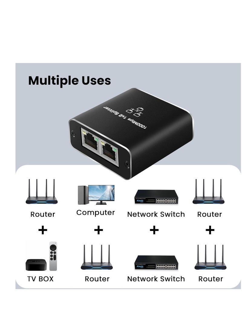 موزع ايثرنت ار جيه 45 من 1 الى 2، مقسم شبكة نيو كير 1000Mbps مع كيبل طاقة USB، موصل مقسم انترنت جيجابت LAN لكات 5/5e/6/7/8، يدعم جهازين يعملان في وقت واحد - Image 3