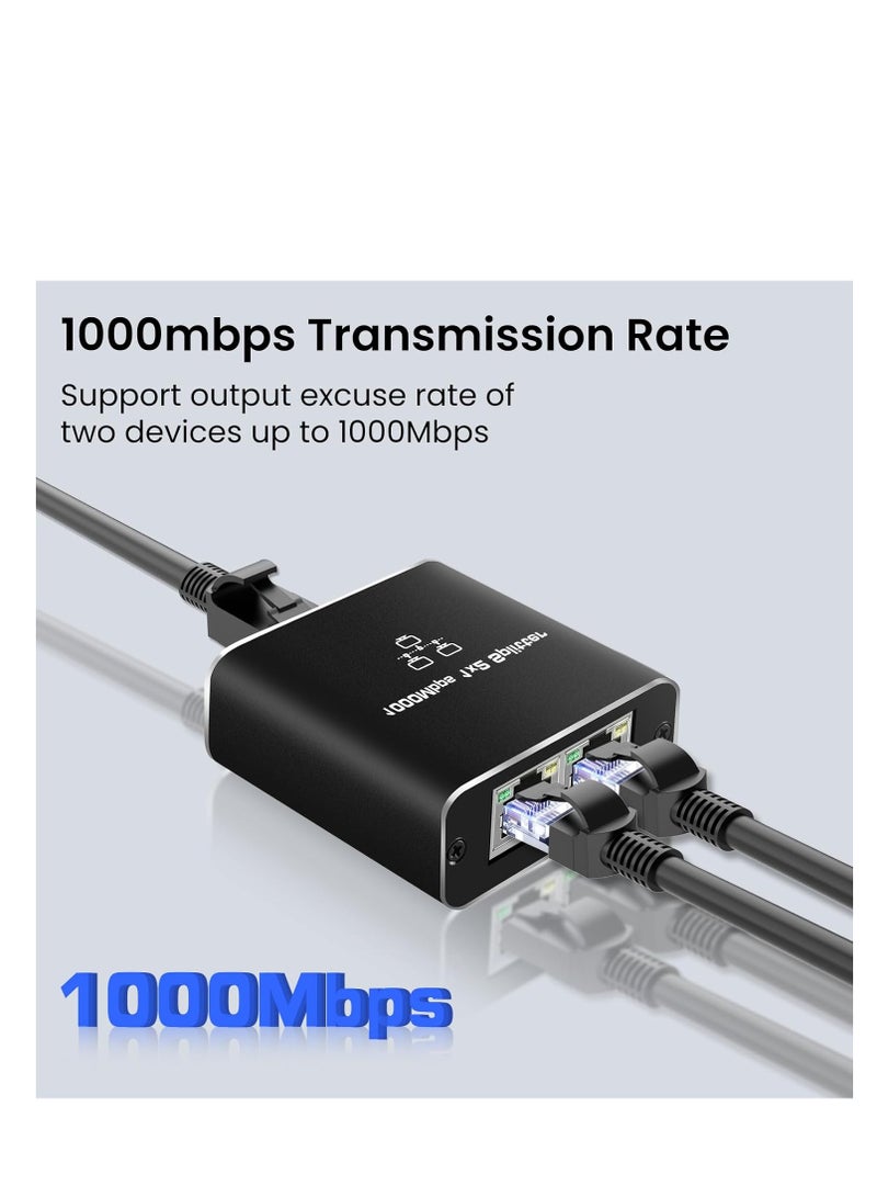 موزع ايثرنت ار جيه 45 من 1 الى 2، مقسم شبكة نيو كير 1000Mbps مع كيبل طاقة USB، موصل مقسم انترنت جيجابت LAN لكات 5/5e/6/7/8، يدعم جهازين يعملان في وقت واحد - Image 4