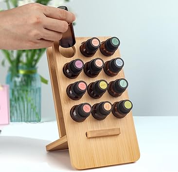 Guolich Essential Oil 12 Slots Storage Box Wooden Essential Oils Display Organizer Stand Holder for 15 ml Bottles Nail Polish Collection - Image 3