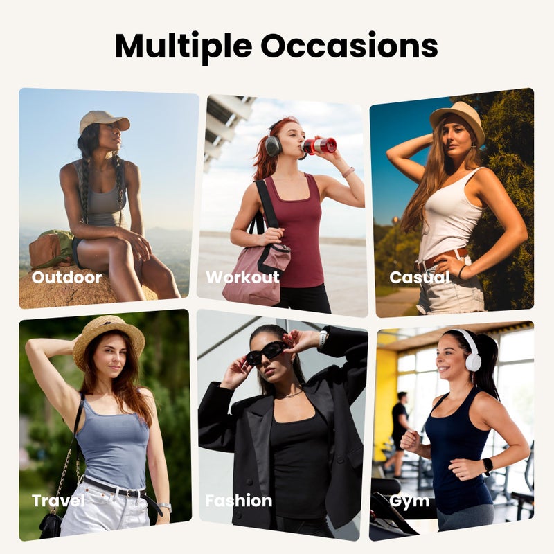 TVKSOM 5 Pack Basic Tank Tops for Women Square Neck Undershirt Ribbed Sleeveless Casual Layering Basic Tanks Top - Image 5