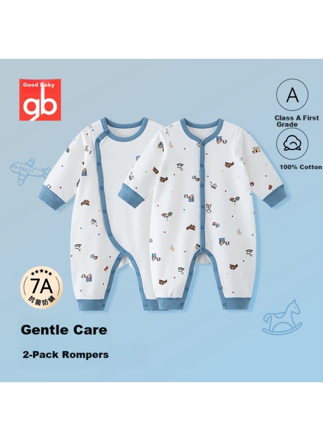 Gb Baby Romper A-class Cotton Long Sleeve Jumpsuit 7a Antibacterial 2-pack Toy Wonder Blue 59cm - Image 1