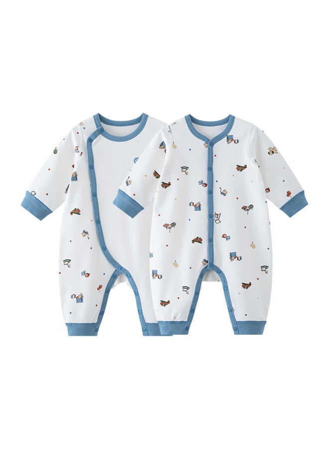 Gb Baby Romper A-class Cotton Long Sleeve Jumpsuit 7a Antibacterial 2-pack Toy Wonder Blue 59cm - Image 5