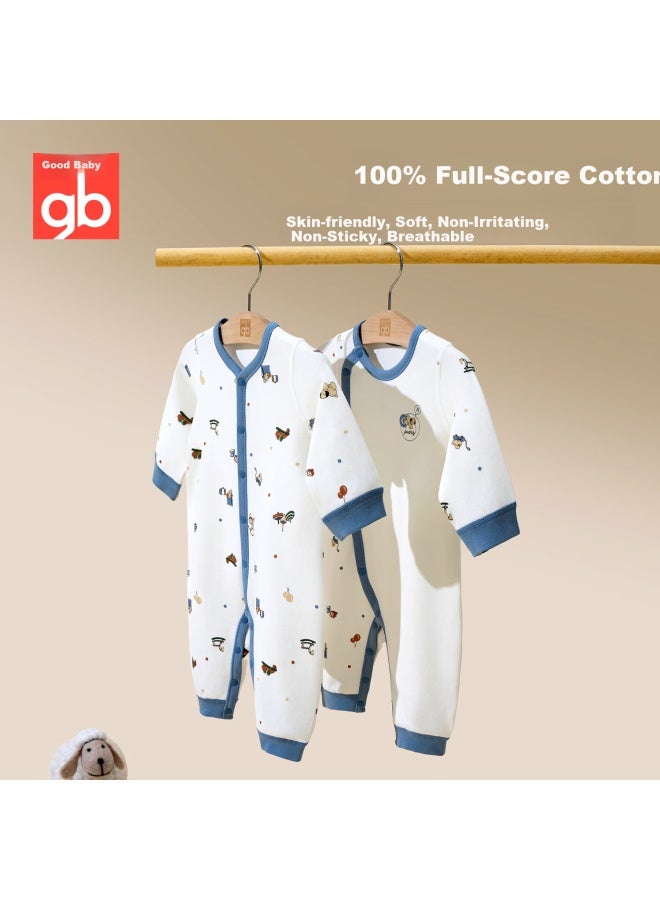 Gb Baby Romper A-class Cotton Long Sleeve Jumpsuit 7a Antibacterial 2-pack Toy Wonder Blue 59cm - Image 4