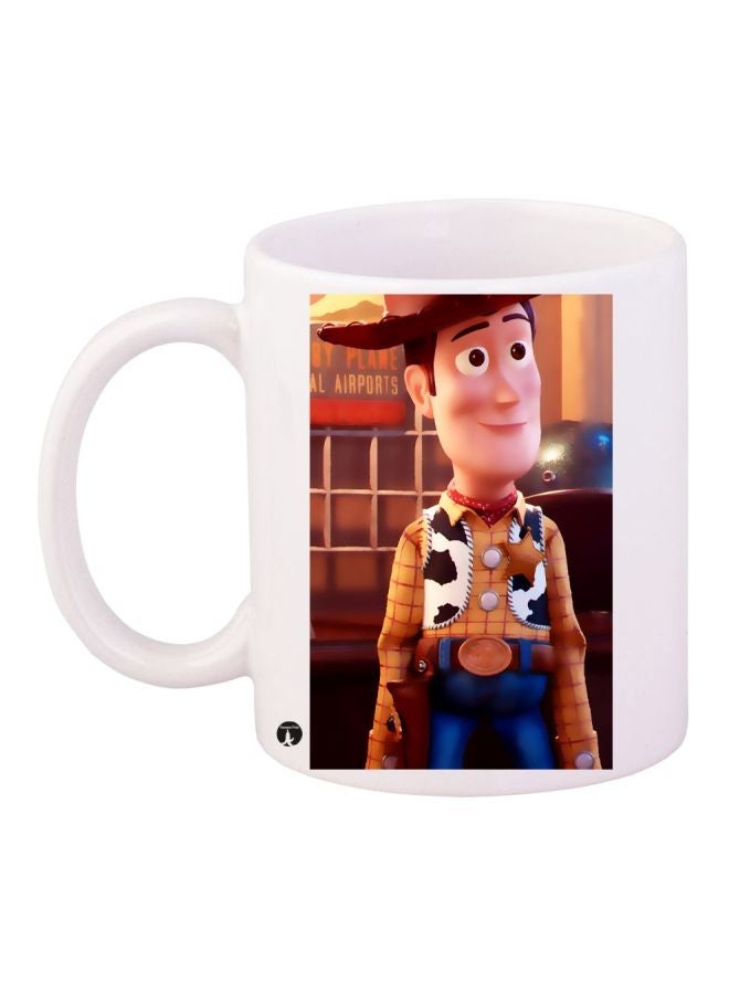Cartoon Printed Coffee Mug White/Brown/Blue 11ounce