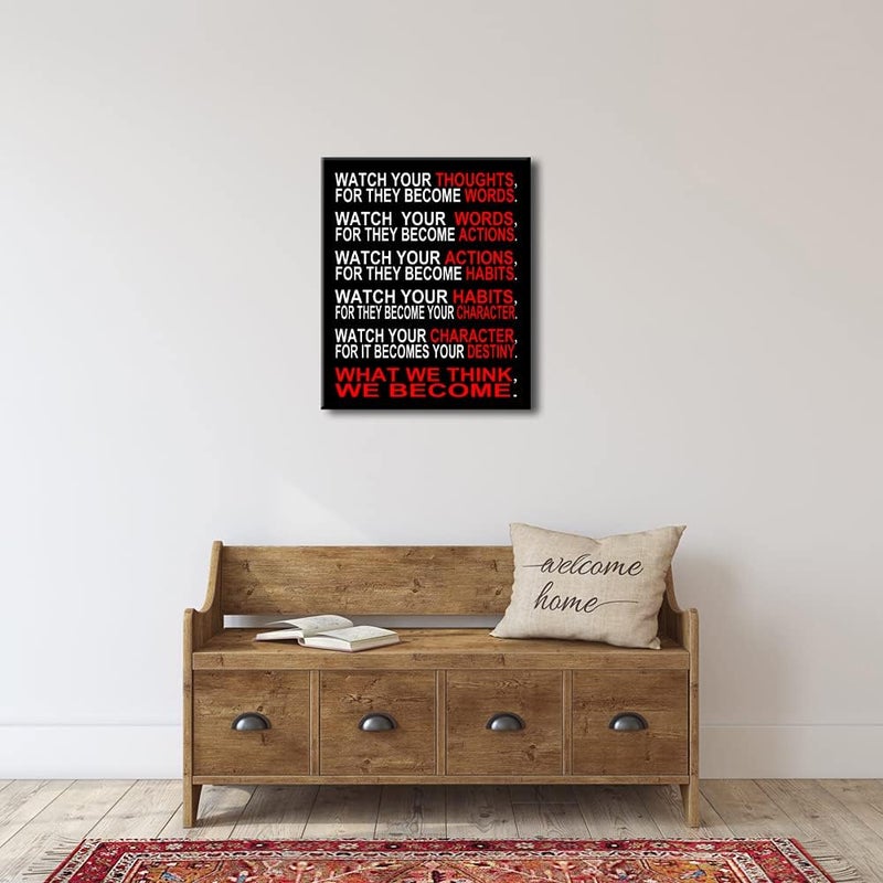 Pyradecor Large Canvas Prints Wall Art Watch Your Thoughts Motivational Classroom Poster Paintings Modern Gallery Wrapped Canvas Print Pictures Artwork for Office Living Room Home Decorations L - Image 3