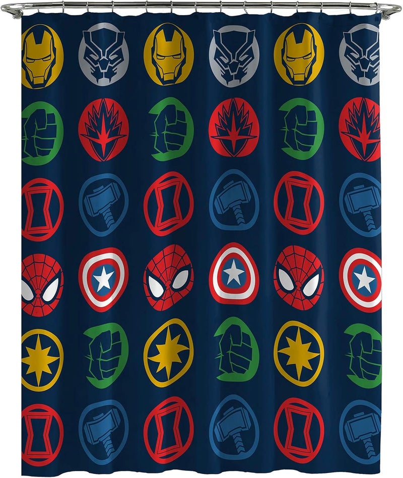 Jay Franco ستارة دش مارفل أفنجرز مع دروع وسهلة العناية - ستارة حمام للأطفال تحتوي على كابتن أمريكا، آيرون مان، ثور، وسبايدرمان (منتج رسمي من مارفل) - Image 1
