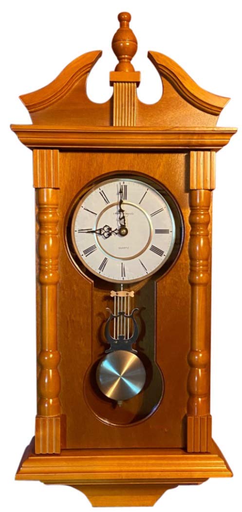 Vmarketingsite Vmarketingsite Wall Clocks Grandfather Wood Wall Clock with Chime Pendulum Wood Traditional Clock Makes a Great Housewarming or Birthday Gift Oak 