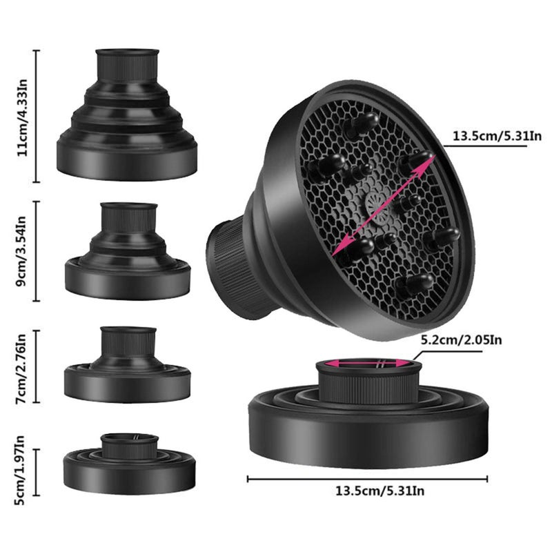 WAJIAYON Universal Collapsible Hair Dryer Diffuser Attachment- Salon Grade tool,Lightweight Foldable Portable Travel Folding Design Fit Most of blow Dryers-Black - Image 4