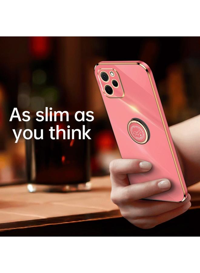 شين لي تونج جراب لهاتف Huawei nova Y61، جراب هاتف من مادة TPU المطلية بالكهرباء 6D بحافة مستقيمة مع حامل حلقي - Image 2