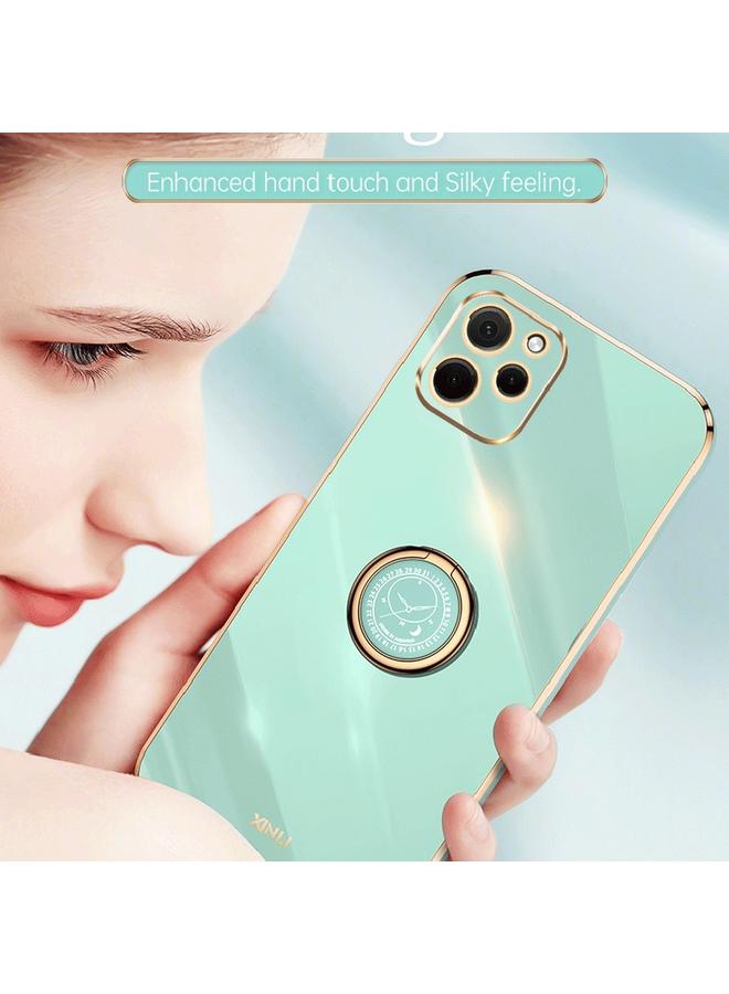 شين لي تونج جراب لهاتف Huawei nova Y61، جراب هاتف من مادة TPU المطلية بالكهرباء 6D بحافة مستقيمة مع حامل حلقي - Image 5