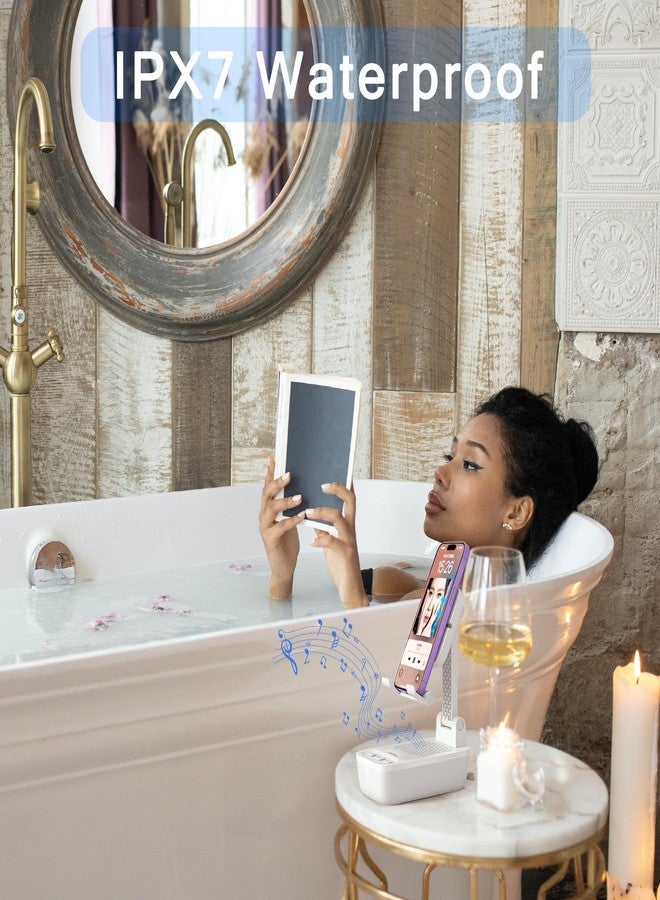 كوميزو هدايا للرجال والنساء، من الزوجة، حامل هاتف محمول مقاوم للماء بمعيار IPX7 مع مكبر صوت بلوتوث، مكبر صوت للهاتف أثناء الاستحمام بتصميم مانع للانزلاق مع صوت ستيريو عالي الدقة، متوافق مع أي هاتف ذكي/جهاز لوحي - Image 4