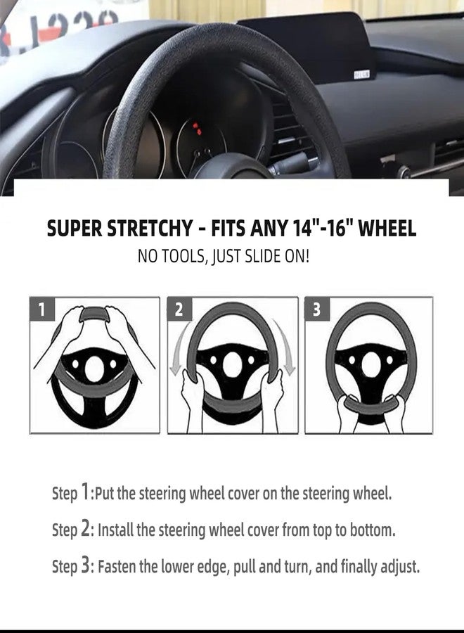 Qiyibei Stretchy Silicone Steering Wheel Cover Universal Fit 14''/15''/16'' Wheels Anti-Slip Grip 30% Thicker Material Enhanced Control All Weather Protection (Black) - Image 5
