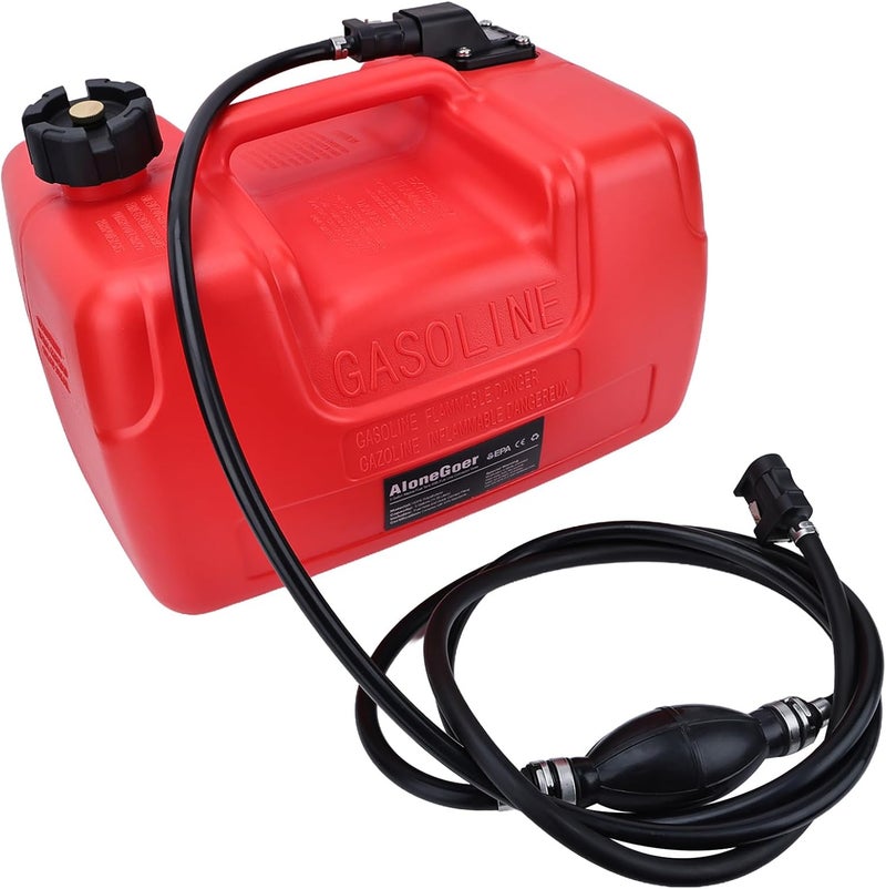 AloneGoer 3 Gallon Portable Boat Fuel Gas Tank - EPA Compliant Marine Outboard Tank with Connector - Image 1