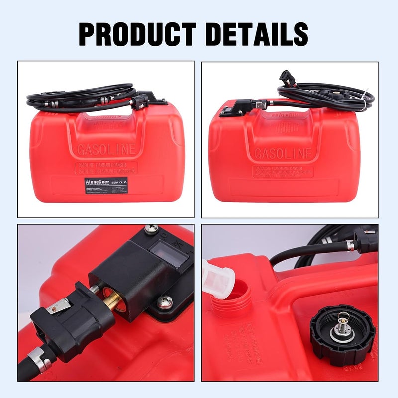 AloneGoer 3 Gallon Portable Boat Fuel Gas Tank - EPA Compliant Marine Outboard Tank with Connector - Image 3