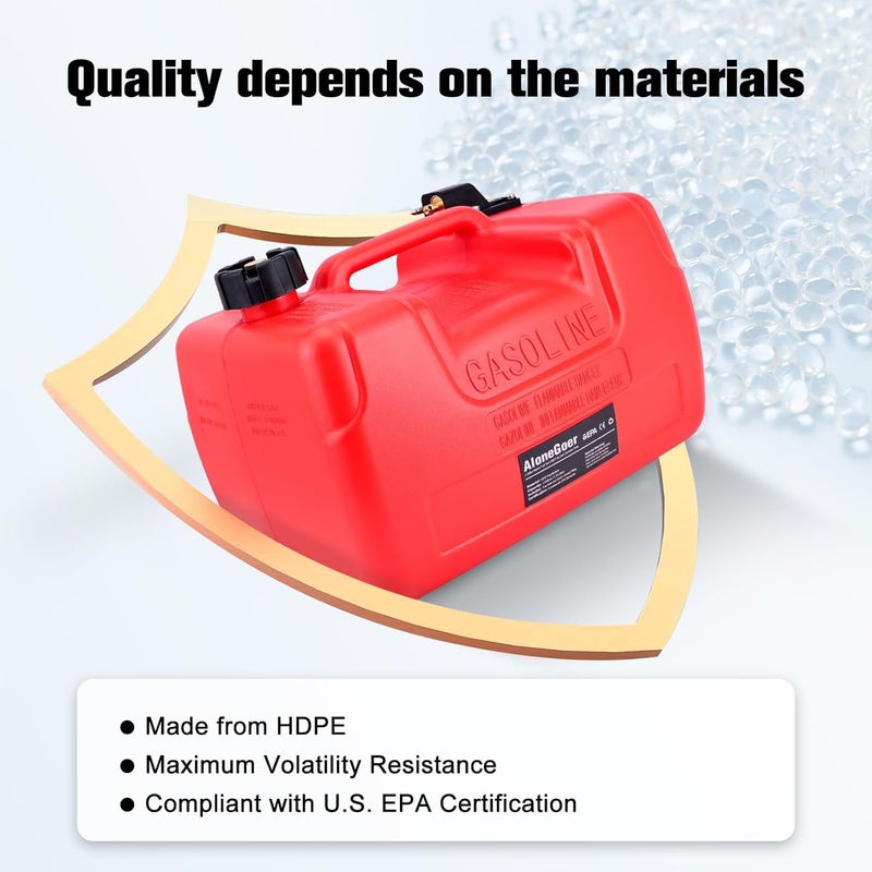 AloneGoer 3 Gallon Portable Boat Fuel Gas Tank - EPA Compliant Marine Outboard Tank with Connector - Image 4