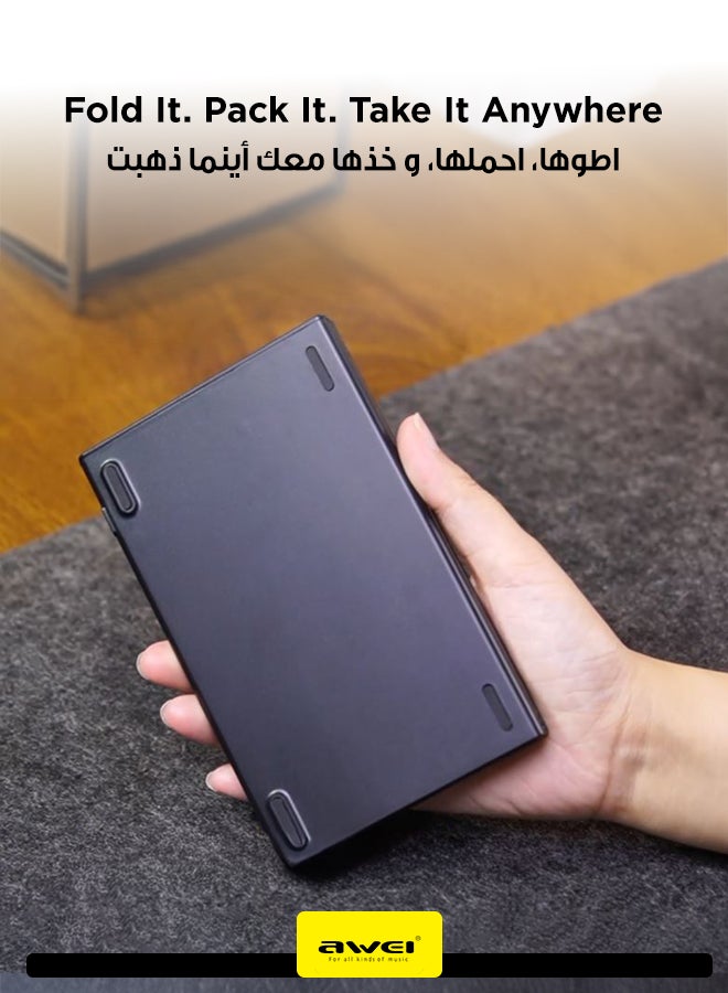 أوي Folding Bluetooth Keyboard for Android, Windows and iOS - 66 Keys Portable & Lightweight Design, Long Battery Life, Compatible with Phones, Tablets and Laptops black - Image 4
