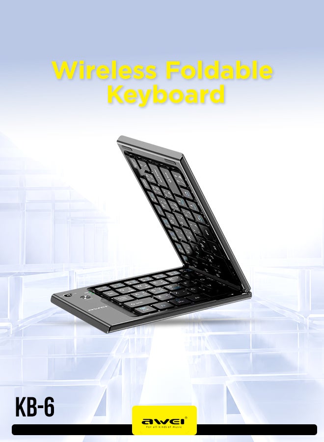 أوي Folding Bluetooth Keyboard for Android, Windows and iOS - 66 Keys Portable & Lightweight Design, Long Battery Life, Compatible with Phones, Tablets and Laptops black - Image 1