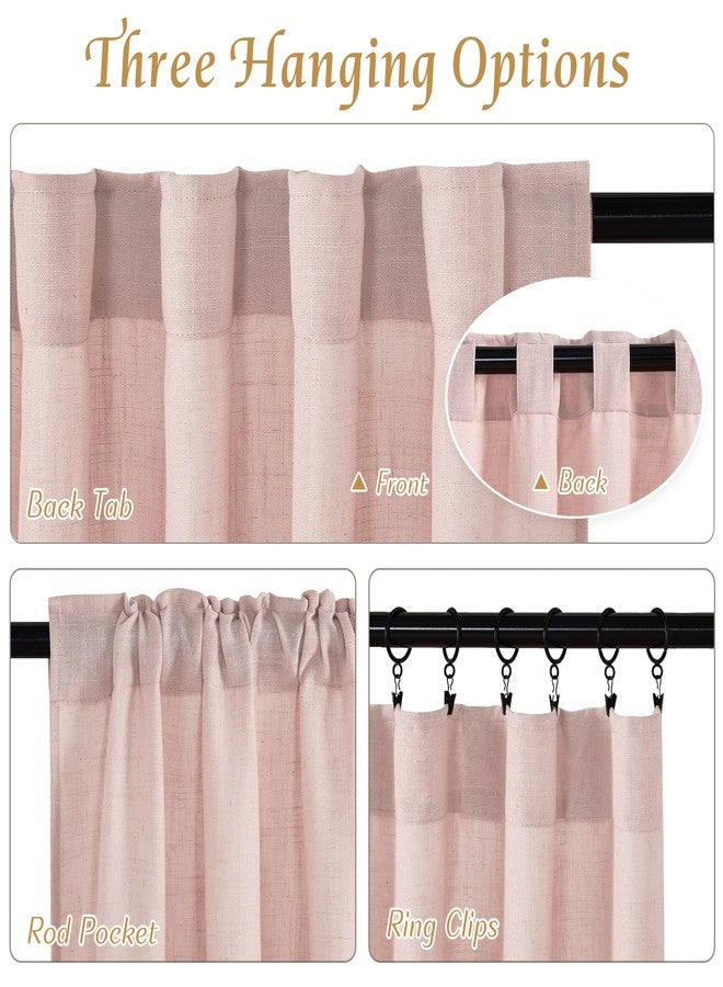 StangH Textured Linen Pink Curtains 84 inches Long, Thick Light Filtering Farmhouse Window Drapes Solid Privacy Semi Sheer Panels for Girls Bedroom Nursery, W55 x L84, 2 Panels - Image 2