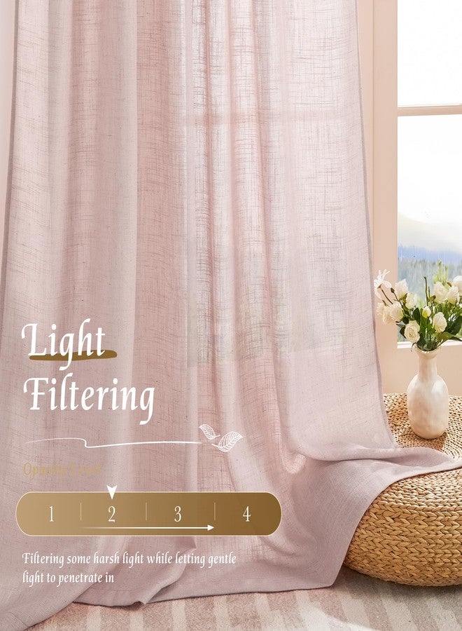StangH Textured Linen Pink Curtains 84 inches Long, Thick Light Filtering Farmhouse Window Drapes Solid Privacy Semi Sheer Panels for Girls Bedroom Nursery, W55 x L84, 2 Panels - Image 4