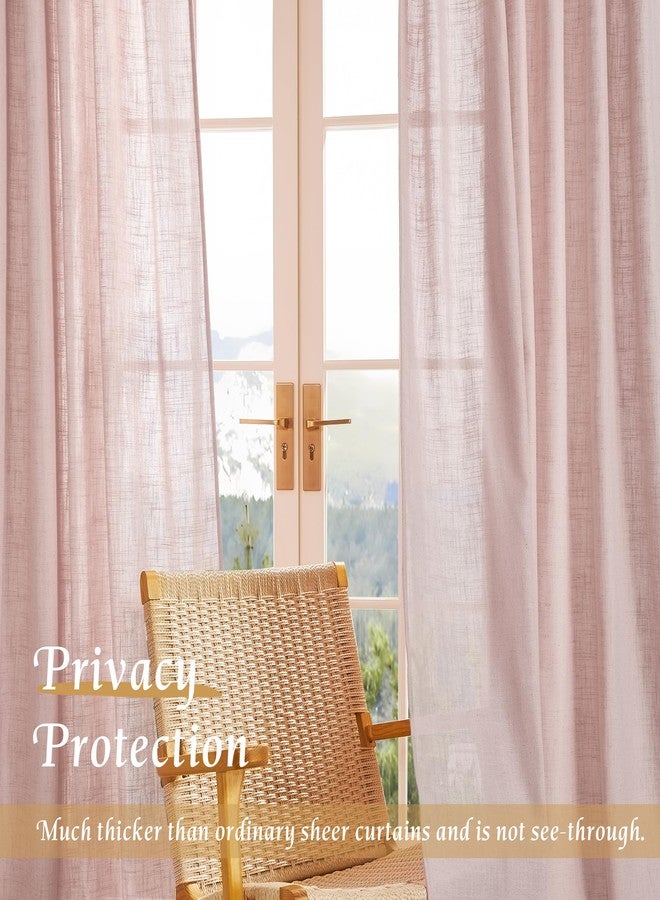 StangH Textured Linen Pink Curtains 84 inches Long, Thick Light Filtering Farmhouse Window Drapes Solid Privacy Semi Sheer Panels for Girls Bedroom Nursery, W55 x L84, 2 Panels - Image 5