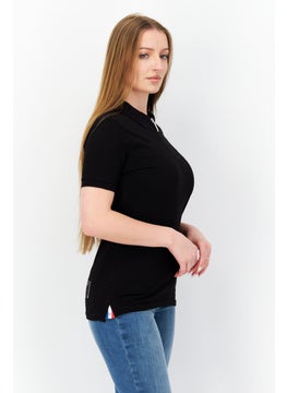 Bugatti Women Regular Fit Brand Logo Short Sleeve Polo Shirt, Black  - Image 2