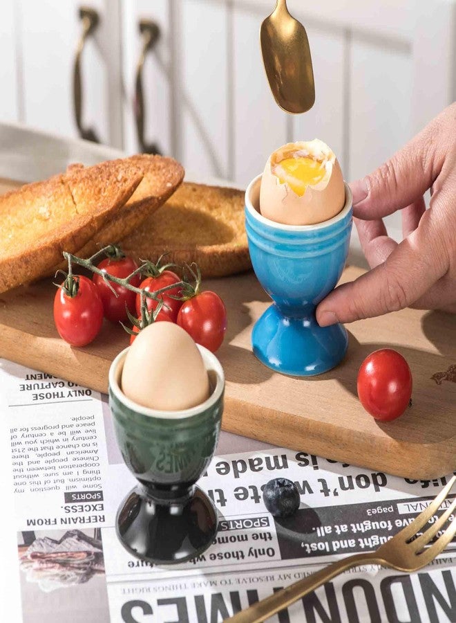 UNICASA Ceramic Egg Cups, Porcelain Colorful Egg Cup Set of 6, Stand Holder for Soft Boiled Eggs, Microwave & Dishwasher Safe (Set B) - Image 5