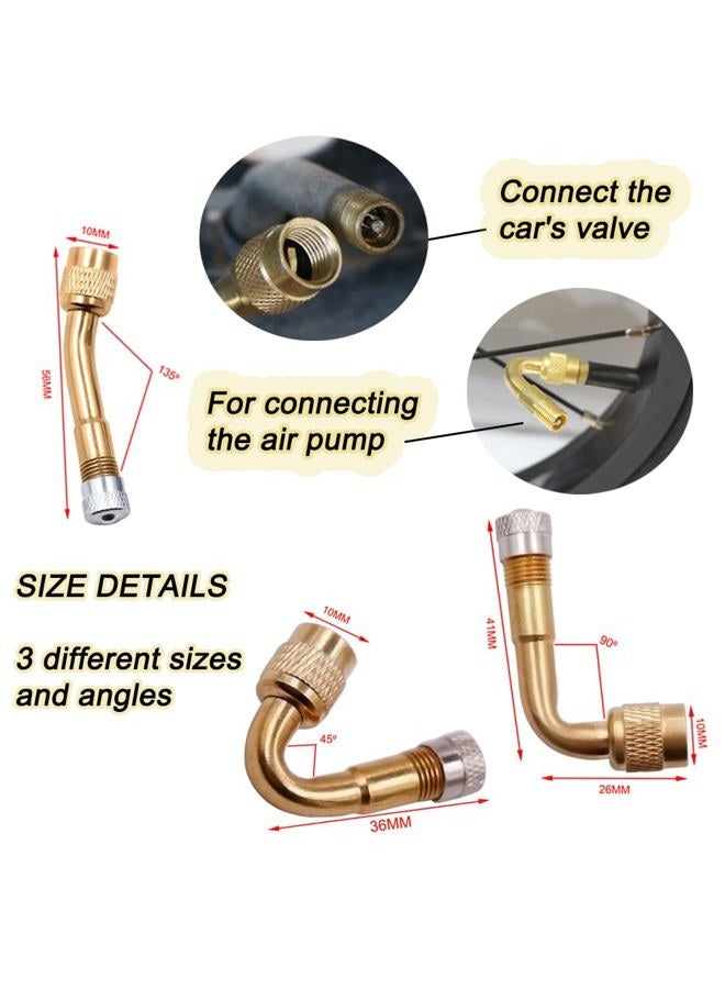 Tinsky Valve Stem Extension, 4PCS 8.27 Inches Dually Valve Stem Extenders 2PCS Valve Core Removal Tool 6 Pieces 45 90 135 Degree Brass Valve Stem Extension Adaptor for Car Truck Motorhome Trailer RV - Image 4