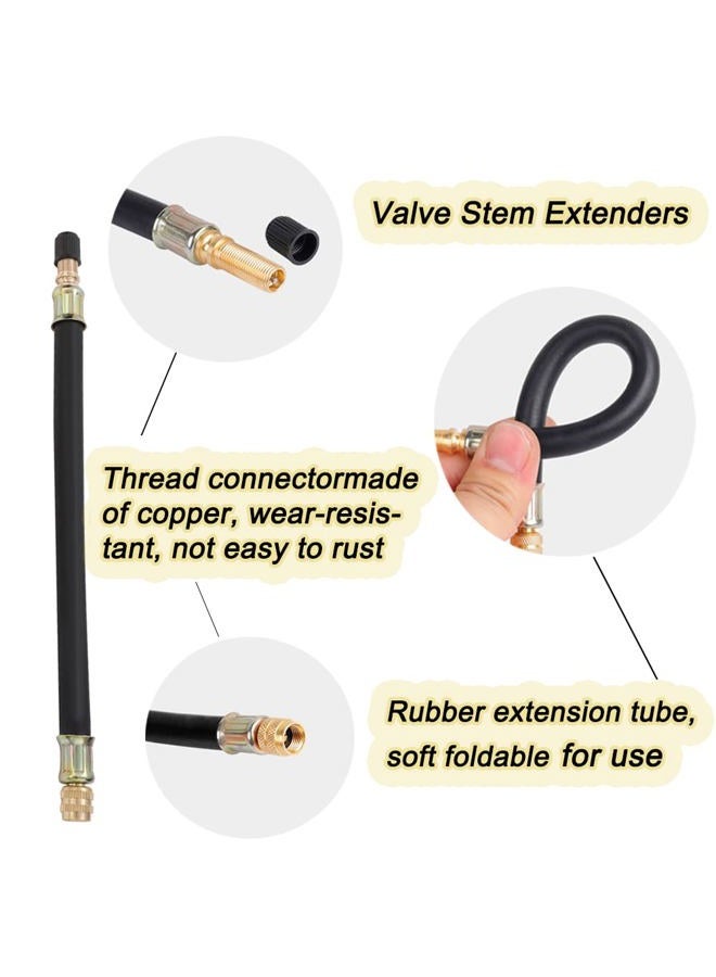 Tinsky Valve Stem Extension, 4PCS 8.27 Inches Dually Valve Stem Extenders 2PCS Valve Core Removal Tool 6 Pieces 45 90 135 Degree Brass Valve Stem Extension Adaptor for Car Truck Motorhome Trailer RV - Image 2