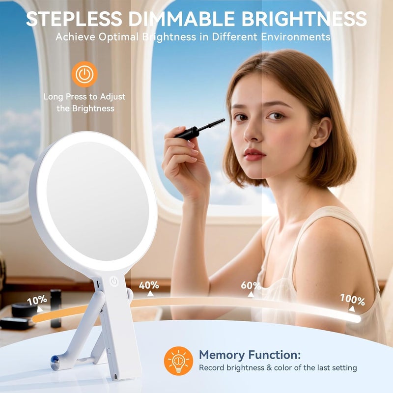Auxmir 30X/1X Double-Sided Travel Magnifying Mirror with Lights, 3 Color Adjustable LED, Rechargeable, Portable Handheld, Tabletop & Hanging for Beauty & Skincare - Image 5