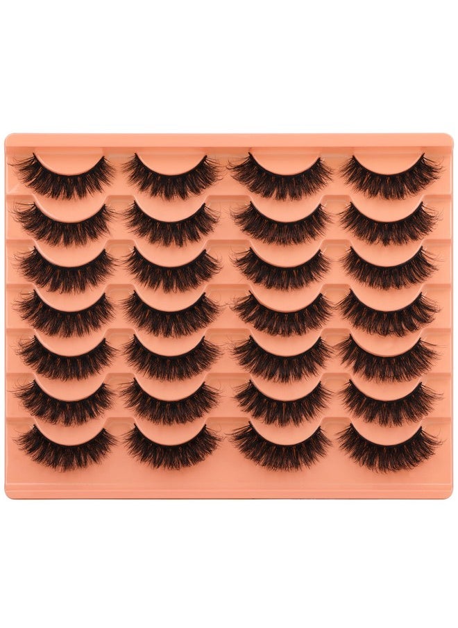 ALICROWN HAIR Short Lashes Natural Look False Eyelashes Thick Fluffy Faux Mink Lashes Pack Wispy Strip Fake Eyelashes Cat Eye Lashes That Look Like Extensions 14 Pairs Black  - Image 2