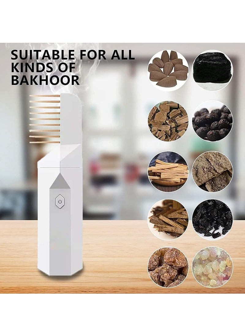Bakhoor Electric Incense Burner USB Rechargeable Comb Arabian Aromatherapy Machine Handheld Portable Hair Incense Burner Bakhoor Oud Burner for Muslim Aroma Diffuser for Home Office Car  - Image 2