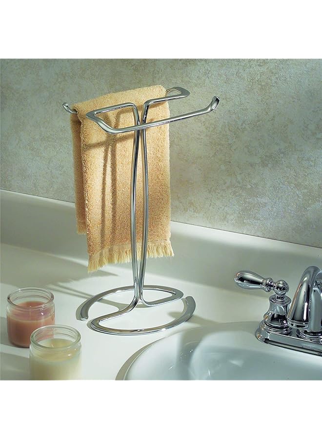 InterDesign Metal Hand Towel Rack The Axis Collection Holds 2 Hand Towels 7.75 X 6.25 X 13.5 Chrome - Image 4