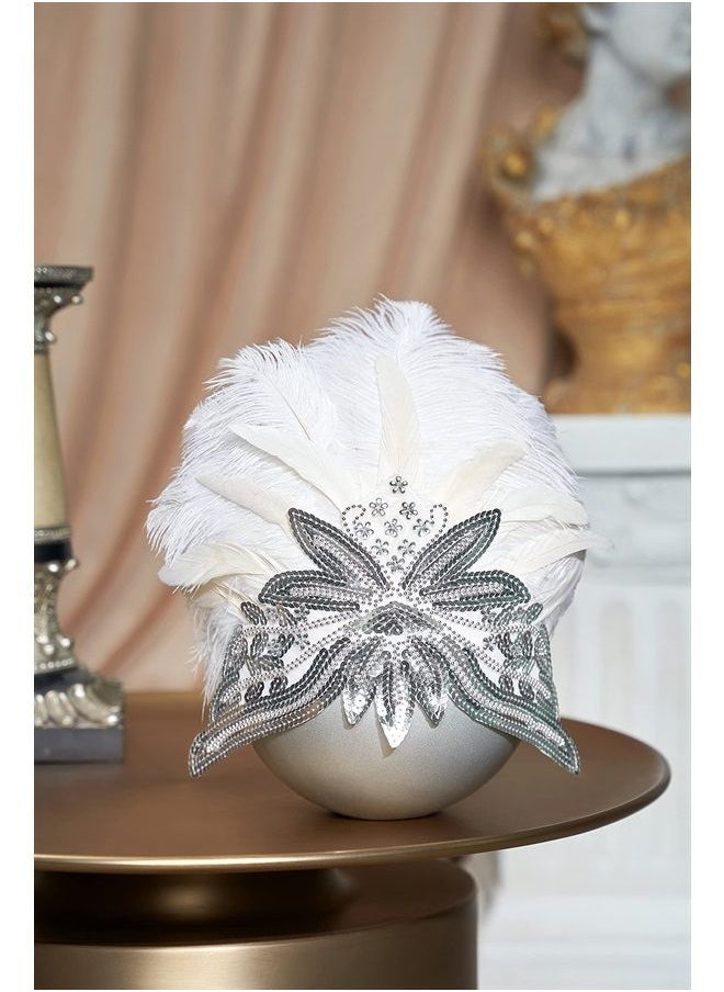 BABEYOND Carnival Feather Headpiece Showgirl Headband Women's Feather Pageant Headband 1920s Flapper Headband  - Image 2