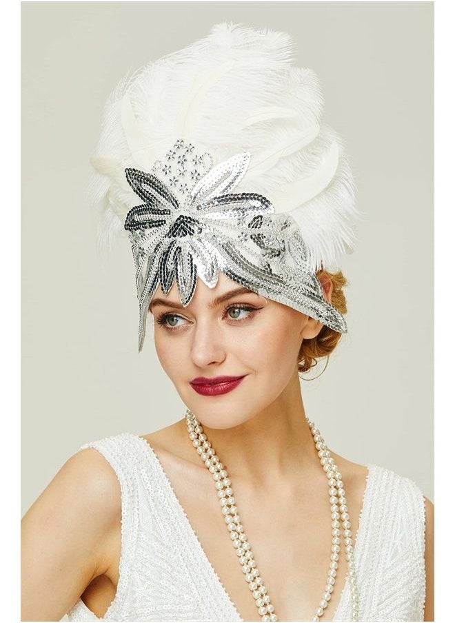 BABEYOND Carnival Feather Headpiece Showgirl Headband Women's Feather Pageant Headband 1920s Flapper Headband  - Image 4