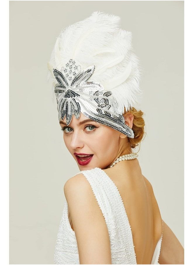 BABEYOND Carnival Feather Headpiece Showgirl Headband Women's Feather Pageant Headband 1920s Flapper Headband  - Image 5