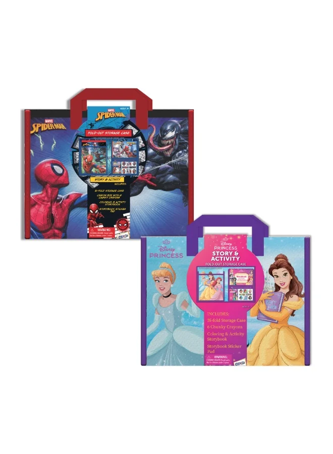 ديزني Marvel Spiderman Fold Out Storage Case| Coloring & Activity Kit | Stickers & Play Scenes | Ideal For Gifting | Age 3+