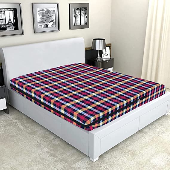 Wings Star Cotton Mattress Cover King Size - 78x72x6 Inches | Protector with Zipper Chain | Bed Cover, Yellow - Image 1