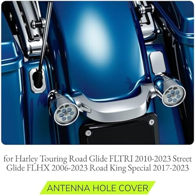 rayihni Black Motorcycle Antenna Hole Cover for Harley Touring Road Glide FLTRI 2010-2023 Street Glide FLHX 2006-2023 Road King Special 2017-2023Front-to-Back - Image 3