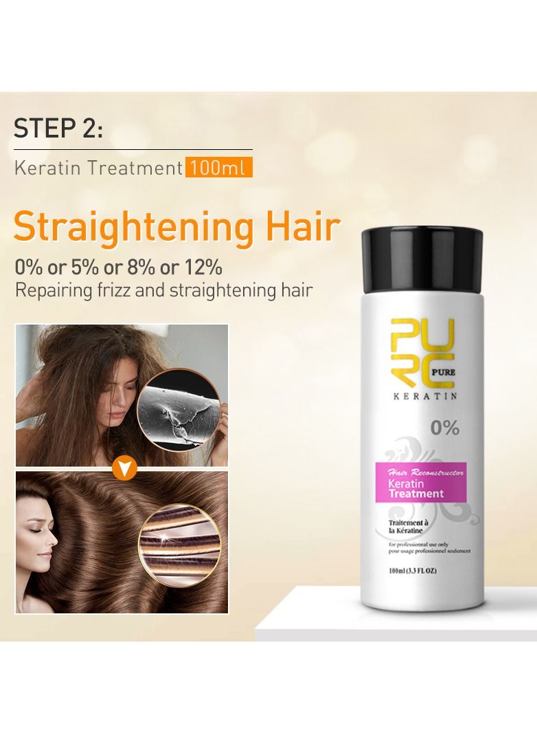 PURC 100 مللي علاج الكيراتين الدائم الفورمالين منتجات استقامة الشعر تنظيف الشامبو تنعيم مكيف العناية بالشعر المجعد 12% - Image 3