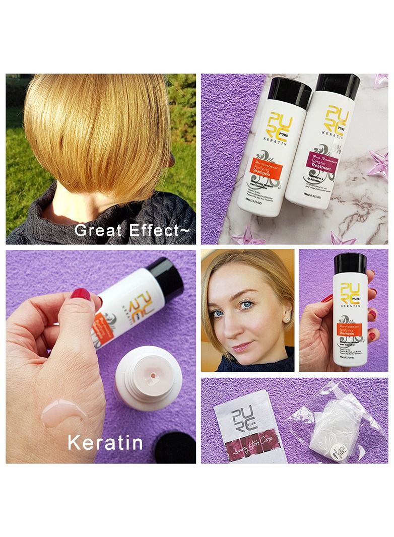 PURC 100 مللي علاج الكيراتين الدائم الفورمالين منتجات استقامة الشعر تنظيف الشامبو تنعيم مكيف العناية بالشعر المجعد 12% - Image 4