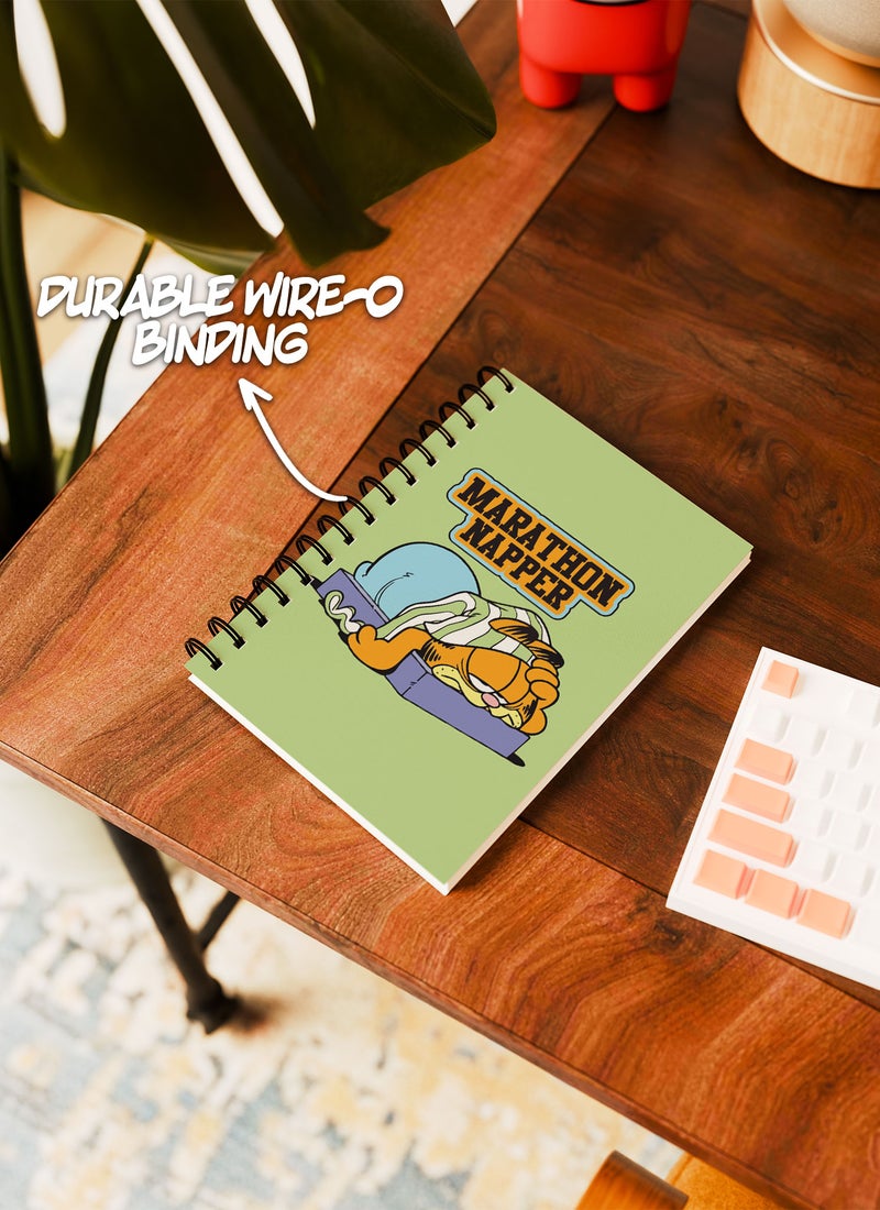 LOUD UNIVERSE Wirebound Spiral Notebook Napping Lazy Garfield Marathon Napper Lined Writing Journal - Image 3