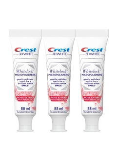 Crest 3D White Whitelock Micropolisher Toothpaste - Rose Extract with Mineral Slat 88ml Pack of 3  - Image 1
