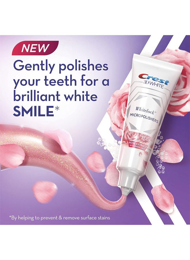 Crest - 3D White Whitelock Micropolisher Toothpaste - Rose Extract with Mineral Slat 88ml Pack of 3 - Image 1