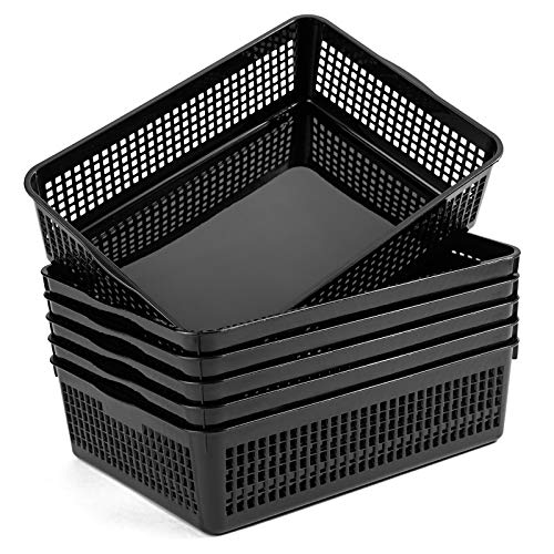 Aebeky A4 Size Plastic Paper Storage Trays,Desktop File Organizer Baskets,6-Packs (Black) - Image 1