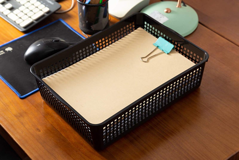 Aebeky A4 Size Plastic Paper Storage Trays,Desktop File Organizer Baskets,6-Packs (Black) - Image 4