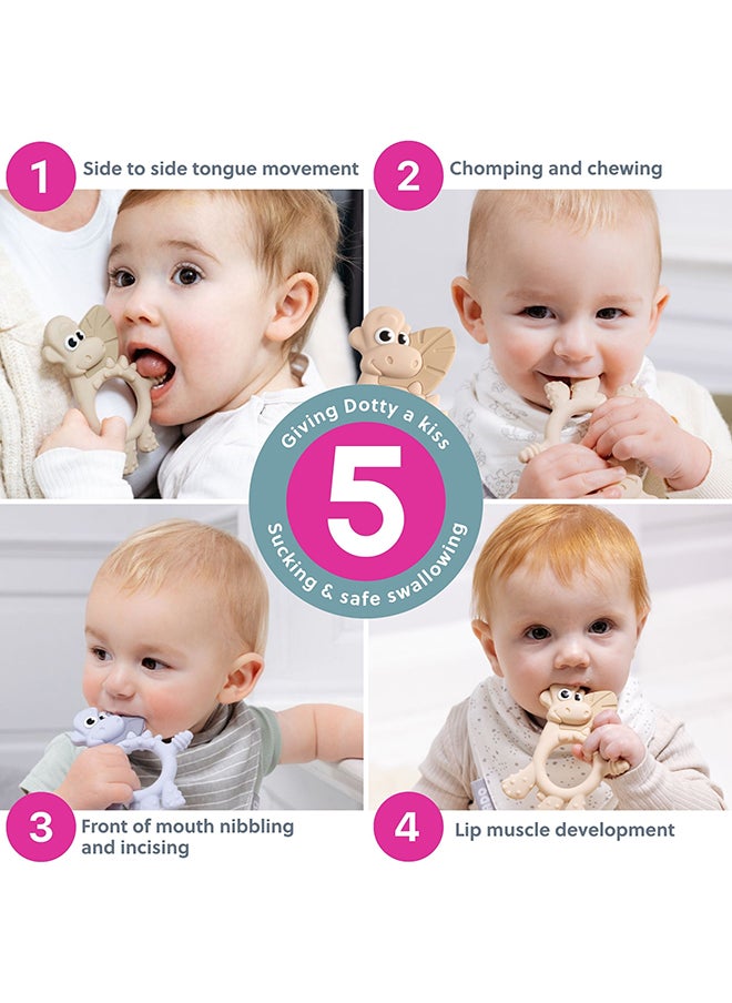bibado - Dotty The Dinosaur™ Multi-Sensory Teether Designed To Strengthen And Develop Mouth Muscles Suitable For 3 Months And Above - Mist - Image 1