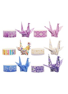 Y&D Poetic Gold Washi Tape Set, Floral Silver Foil Masking Decorative for Arts, DIY Crafts, Journal Supplies, Planners, Scrapbook, Card, Gift Wrapping15mm Purple Night 12 Rolls  - Image 4
